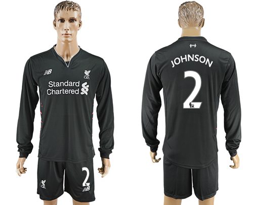 Liverpool #2 Johnson Away Long Sleeves Soccer Club Jersey